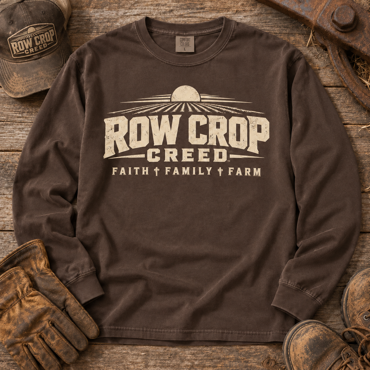 ROW CROP CREED Long Sleeve T-Shirt